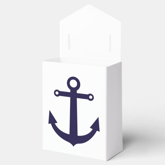 Nautial Anchor Navy Blue Wedding Favor Boxes (Opened)