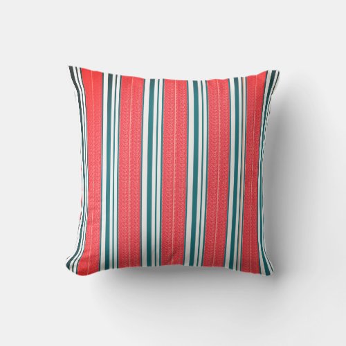 Nautic_Stripe_Red_Black_Inddor or Outdoor Outdoor Pillow