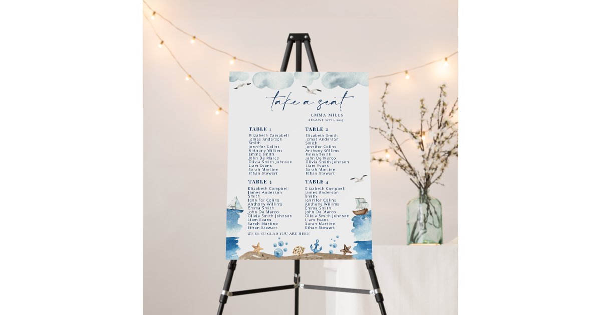 Nautica Baby Shower Seating Chart Foam Boards Zazzle