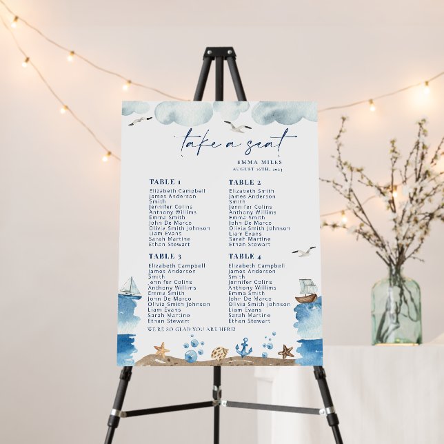 Nautica Baby Shower Seating Chart Foam Boards (In Situ (Stand))