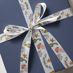 Nautical 1.5" Fathers Day Personalized Pale Blue Grosgrain Ribbon