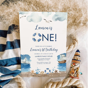 Nautical 1st birthday invitation