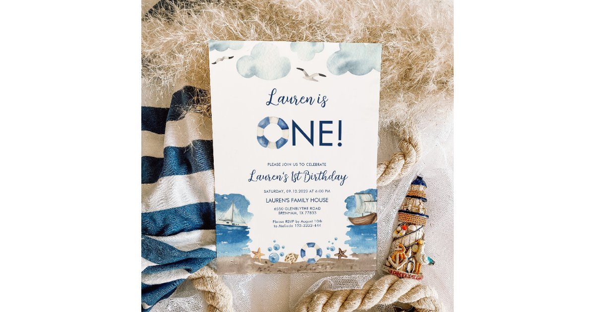 Nautical 1st birthday invitation | Zazzle