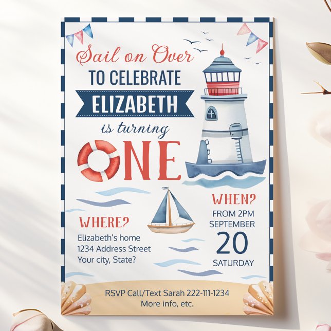 Nautical 1st birthday party invitation (Creator Uploaded)