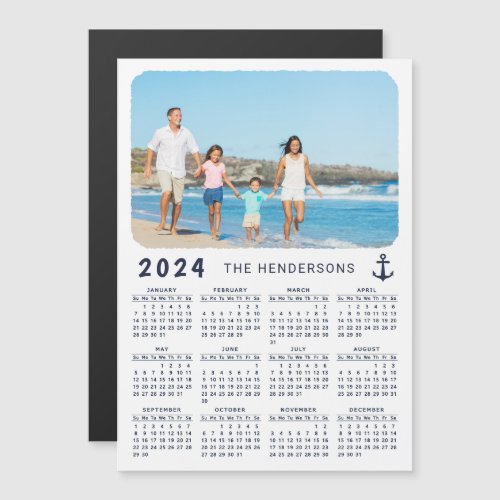 Nautical 2024 Calendar Magnet Custom Family Photo