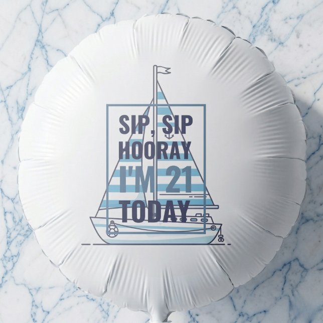 Nautical 21st Birthday Sailing Balloon (Nautical fun for your day.)