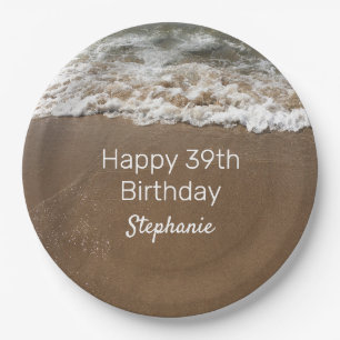 Nautical 39th Happy Birthday Custom Age Beach Paper Plates