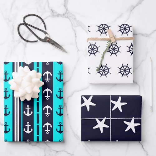 Nautical 3_Pack  Wrapping Paper Sheets