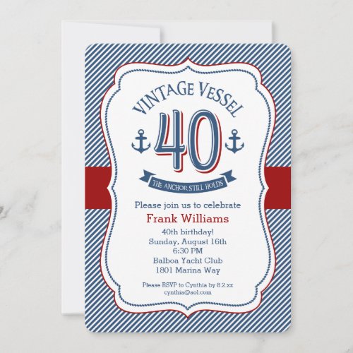 Nautical 40th Birthday Invitation