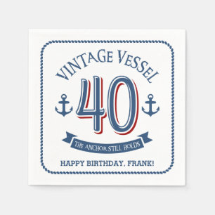 Nautical 40th Birthday Paper Napkins