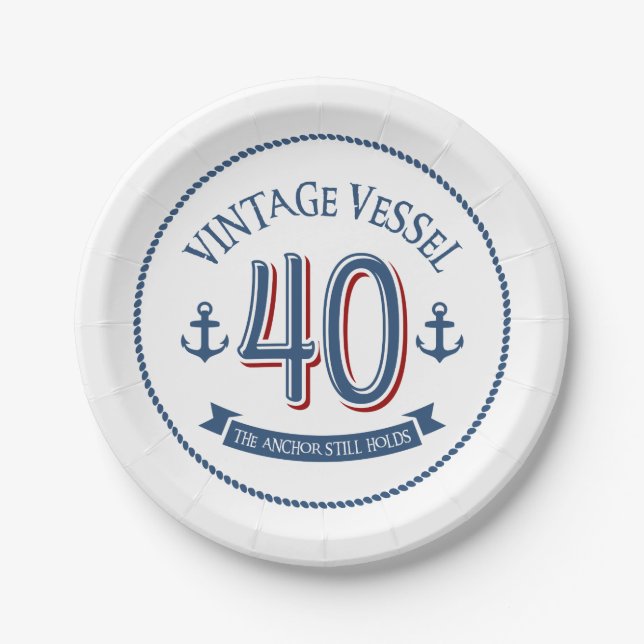 Nautical 40th Birthday Paper Plates (Front)