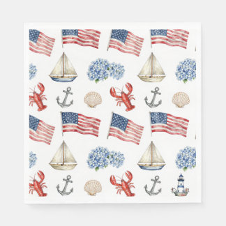 Nautical 4th of July Plates  Napkins