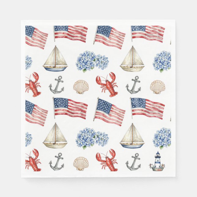 Nautical 4th of July Plates  Napkins (Front)