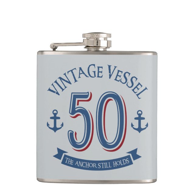 Nautical 50th Birthday Flask (Front)