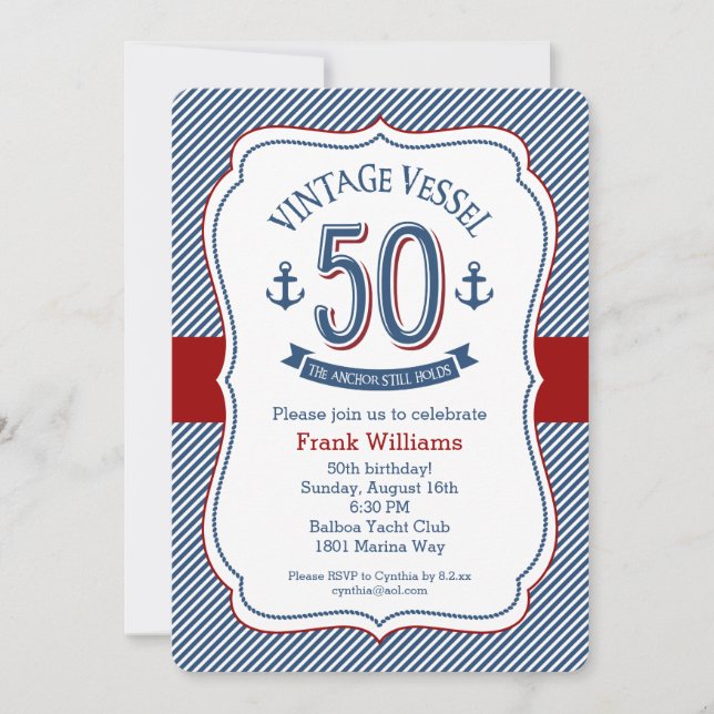 Nautical 50th Birthday Invitation (Front)