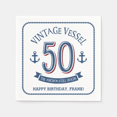 Nautical 50th Birthday Napkins