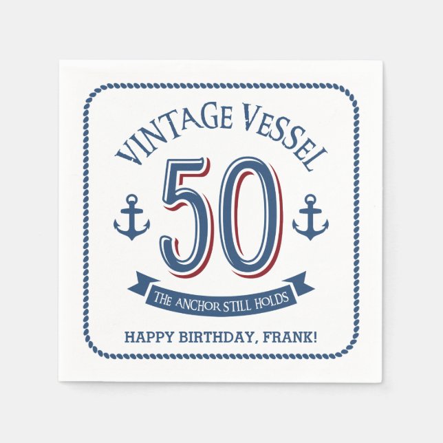 Nautical 50th Birthday Napkins (Front)
