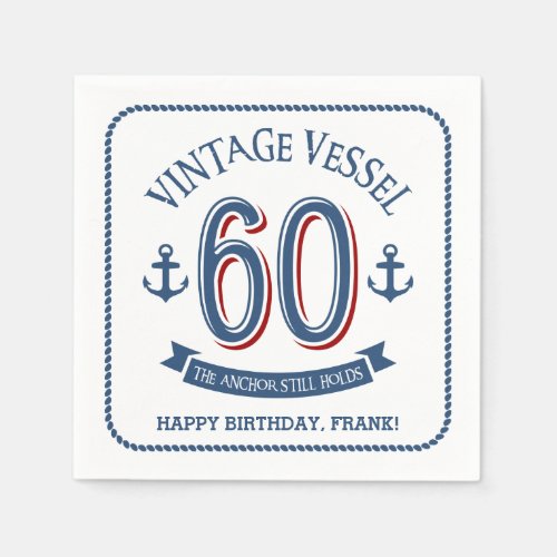 Nautical 60th Birthday Paper Napkins