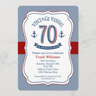Nautical 70th Birthday Invitation