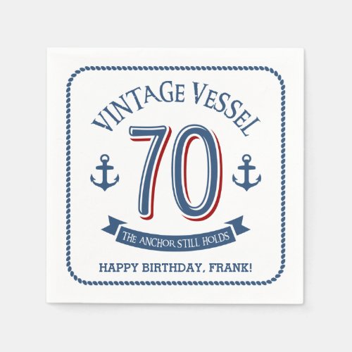 Nautical 70th Birthday Napkins