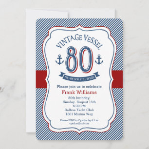 Nautical 80th Birthday Invitation