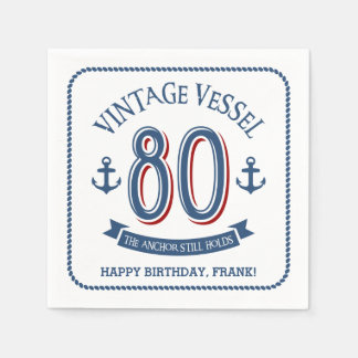 Nautical 80th Birthday Napkins