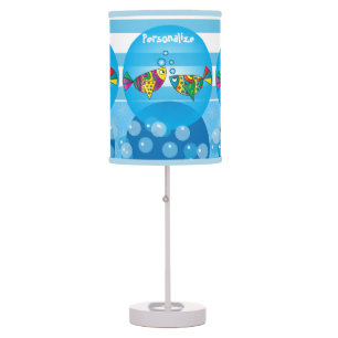 Nautical Abstract Colorful Fish Design Table Lamp
