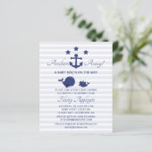 Nautical Achors Away Blue Baby Shower Invitation (Standing Front)