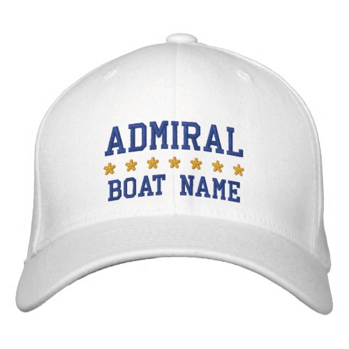 Nautical Admiral Your Boat Name Cap White