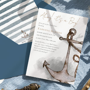 Nautical Adventure Ahoy It's a Boy Baby Shower Invitation