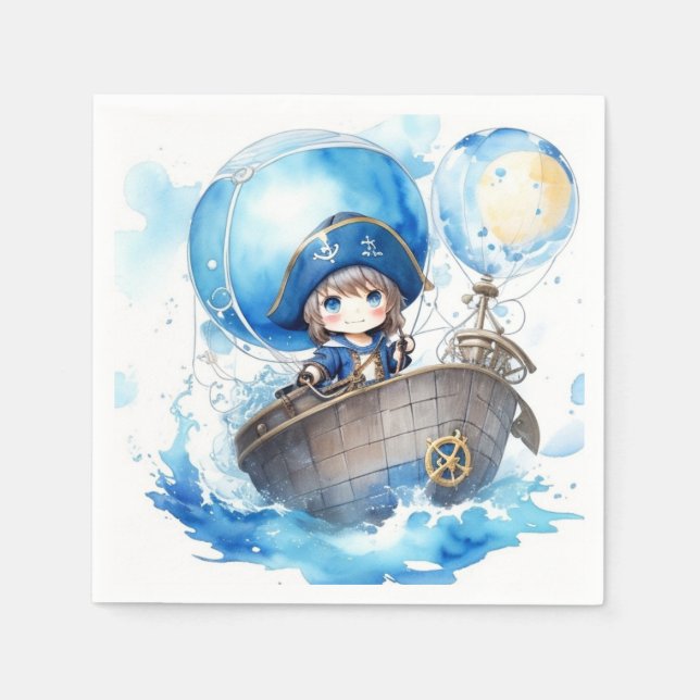 Nautical Adventure Boy Baby Shower Napkins (Front)