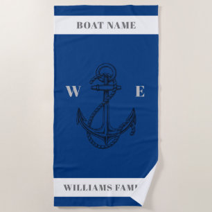 "Nautical Adventure" Personalized Name Anchor  Beach Towel