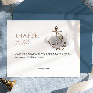 Nautical Adventure White Baby Shower Diaper Raffle Enclosure Card