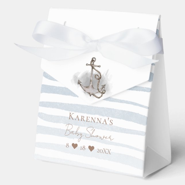 Nautical Adventure White Baby Shower Favor Boxes (Front)