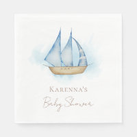 Nautical Adventure White Baby Shower Napkins