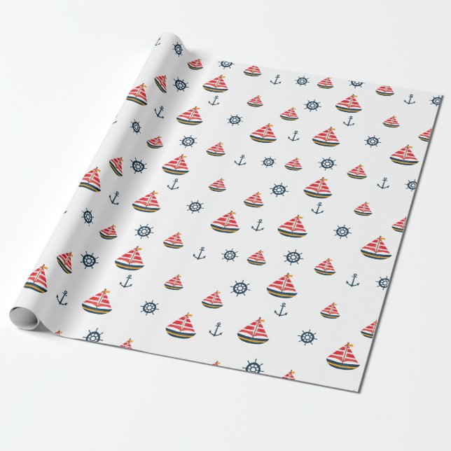 Nautical Adventure Wrapping Paper (Unrolled)