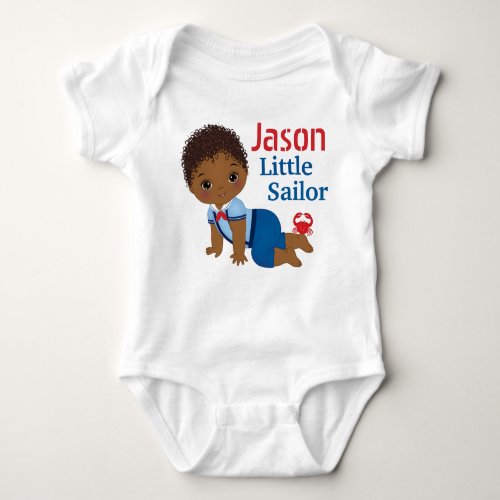 Nautical African American Baby Boy Bodysuit