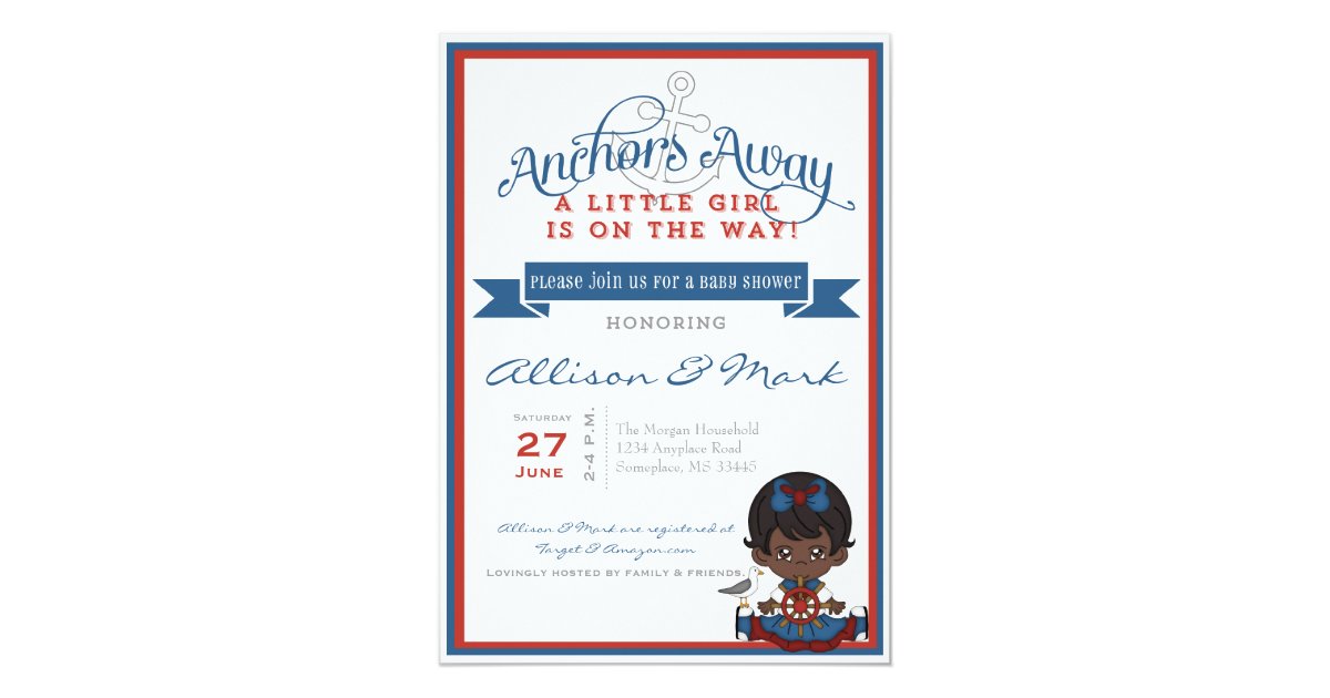 Nautical African American Baby Shower Invitation Zazzle Com