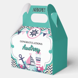 Nautical Ahoy Baby Shower 4.5"w x 2.75"l x 5.5"h Favor Boxes