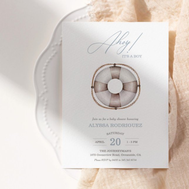 Nautical Ahoy Baby Shower Boy's Invitation (Available for print & instant digital download!)