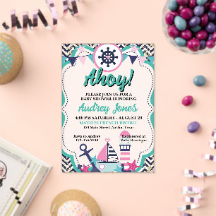 Nautical Ahoy Baby Shower Invitation