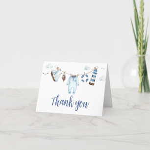 Nautical Ahoy Baby Shower Letterpress Thank You Card