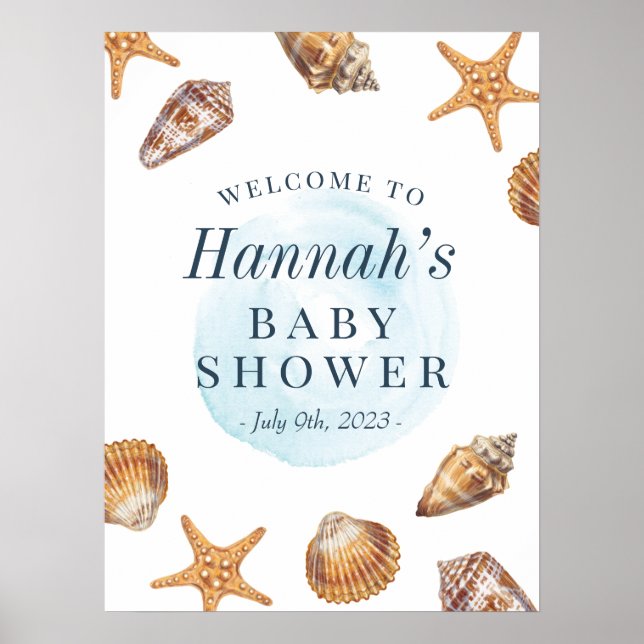 Nautical Ahoy Baby Shower Welcome Sign (Front)