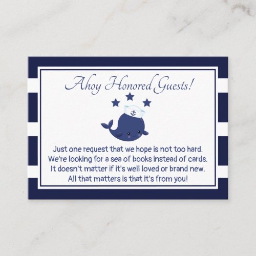 Nautical Ahoy Blue Baby Shower Book Request Enclosure Card