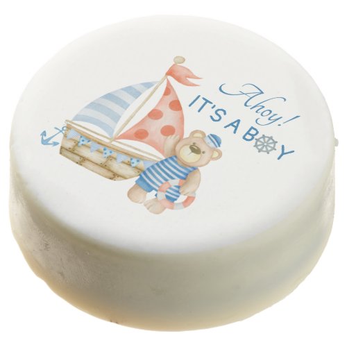 Nautical Ahoy Blue Boy Sailor Bear Baby Shower Cho Chocolate Covered Oreo