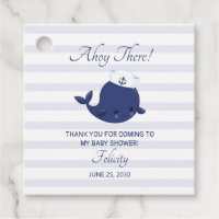 Nautical Ahoy Blue Whale Baby Shower Favor Tags