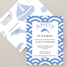 Nautical Ahoy It´s A Boy Baby Shower Invitation