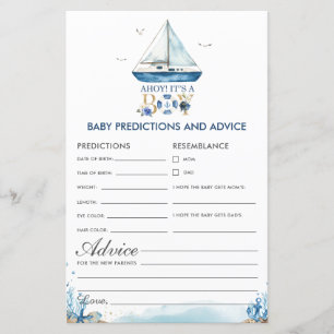Nautical Ahoy It's a Boy Baby Predictions Advice