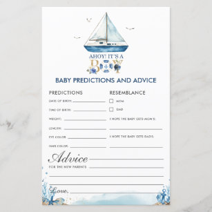 Nautical Ahoy It's a Boy Baby Predictions Advice 