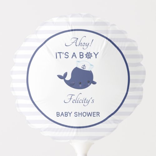 Nautical Ahoy Its A Boy Baby Shower Balloon